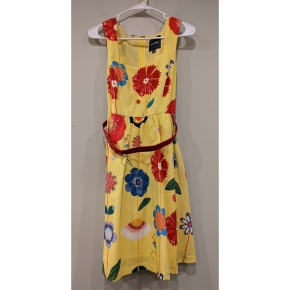 Modcloth Biking Through Brussels A-Line Dress Adjustable Belt Size Small - Picture 2 of 7